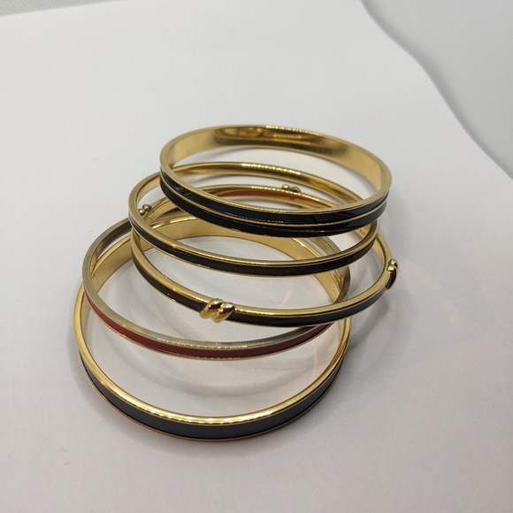 Set of Monet bangles, blue and red